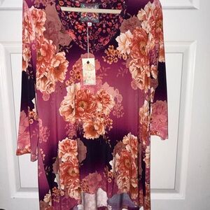 Johnny Was Purple and Pink Floral Tunic